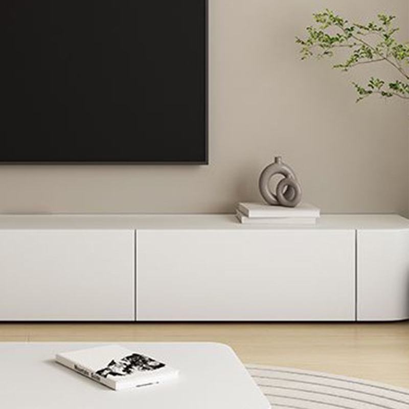 Modern White Long Over 67 inches TV Stand Featuring Without Legs Design and Self-Close Drawer Glides - image 9