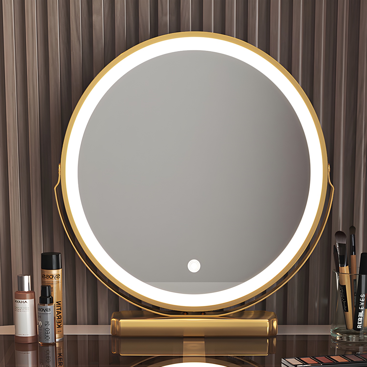 Glass Top Make-up Vanity Wood Dressing Table with Storage Drawers - image 10