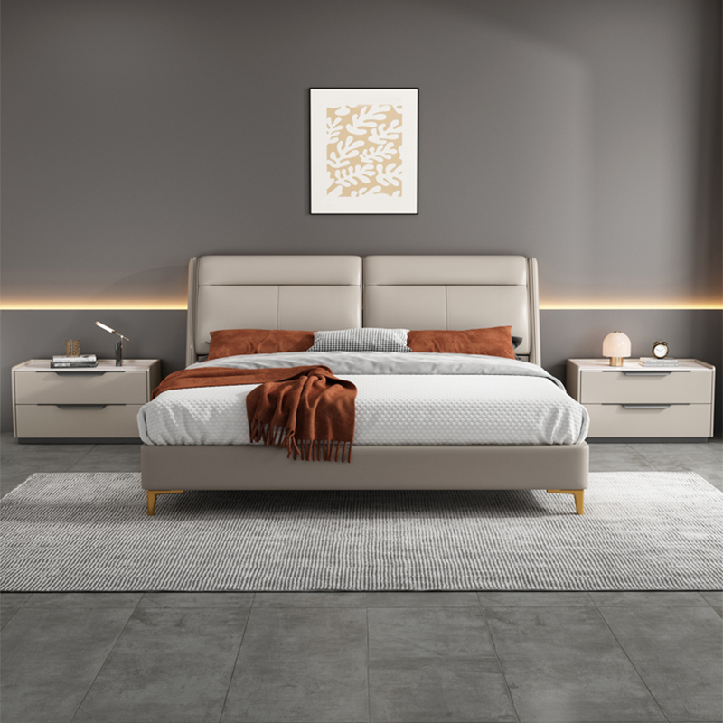Modern Wooden Nightstand with 2 Drawers in Low Height - Stone Countertop Included - image 7