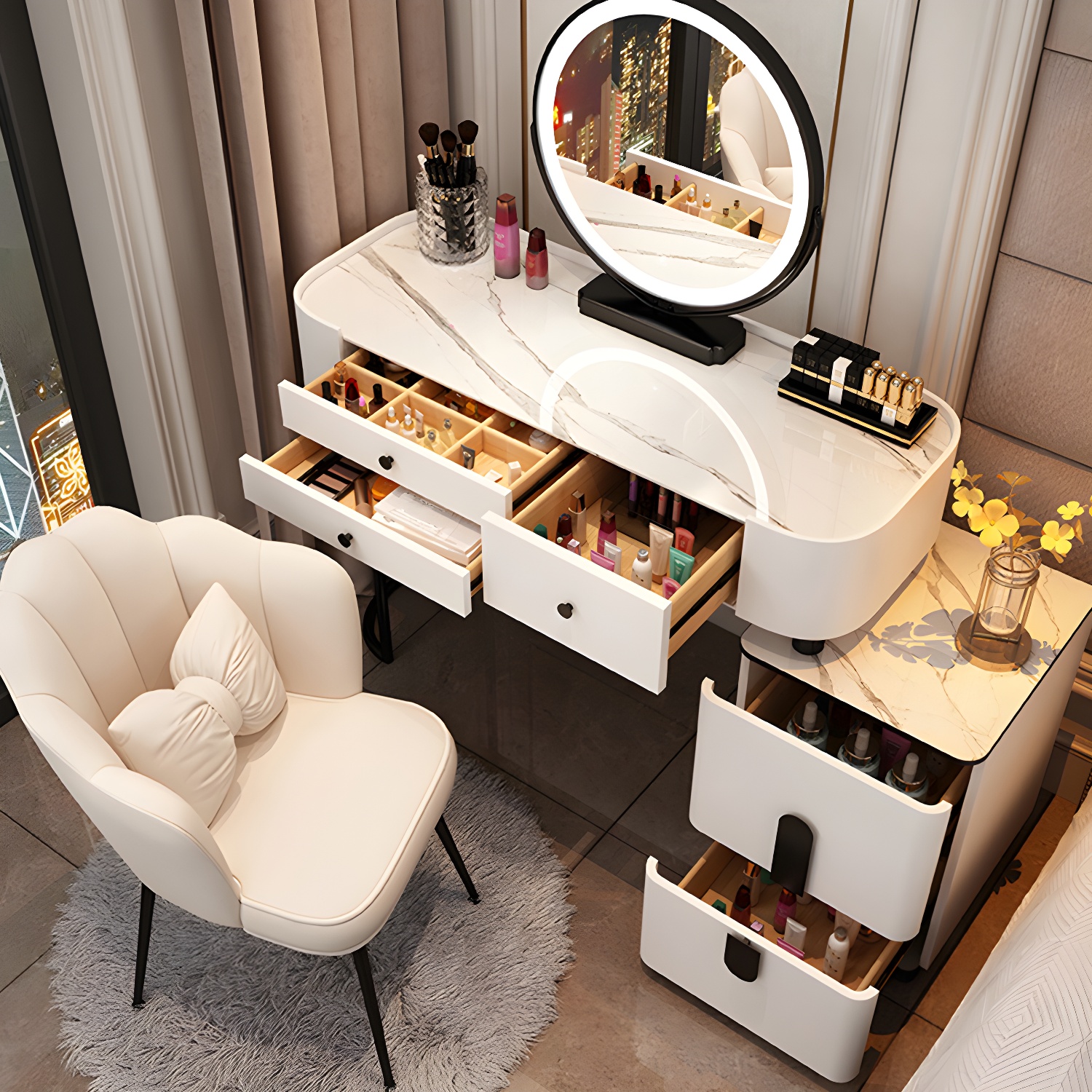 Contemporary Wood Make-up Vanity 15.75" Wide Make-up Vanity with Drawers - image 7