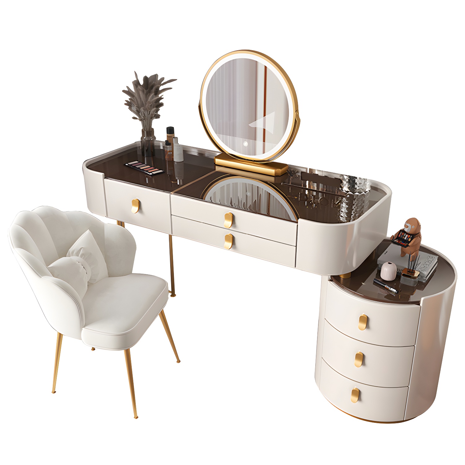 Glass/Stone Dresser Modern Make-up Vanity with 5/6 Storage Drawers - image 17