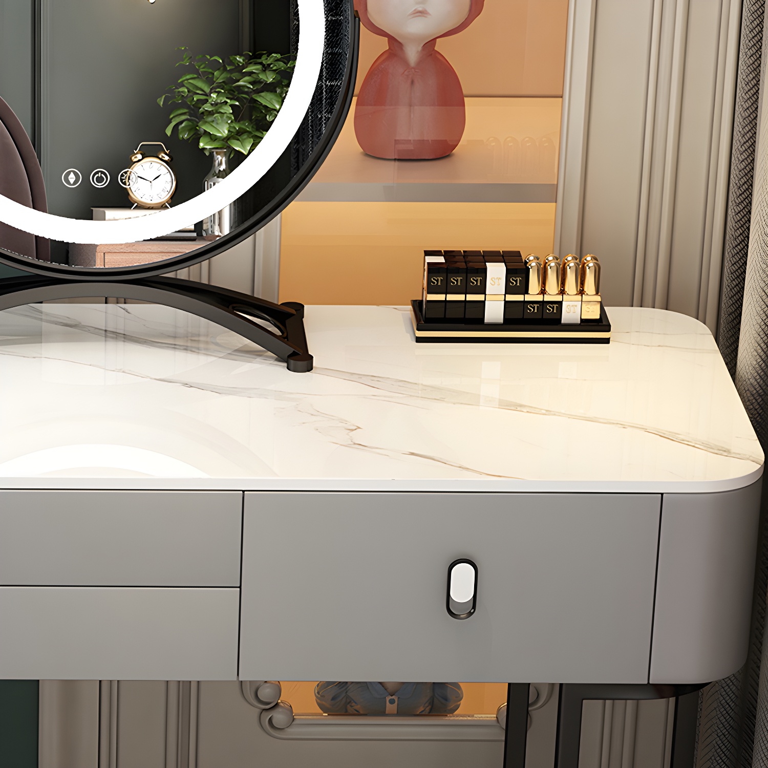 Glam Bedroom Vanity Dressing Table Stone Makeup Vanity Desk with Drawer - image 10