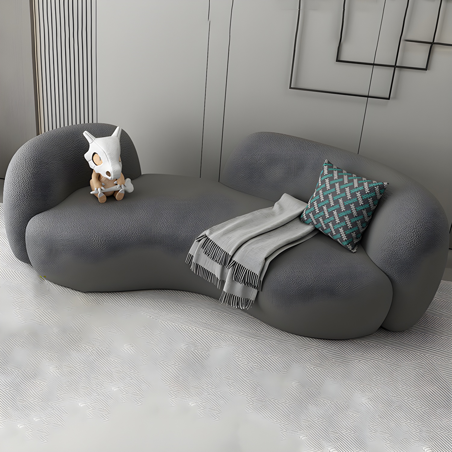 Modern Style Sofa with Curved Back and Padded Sponge Seat Sofa - image 12