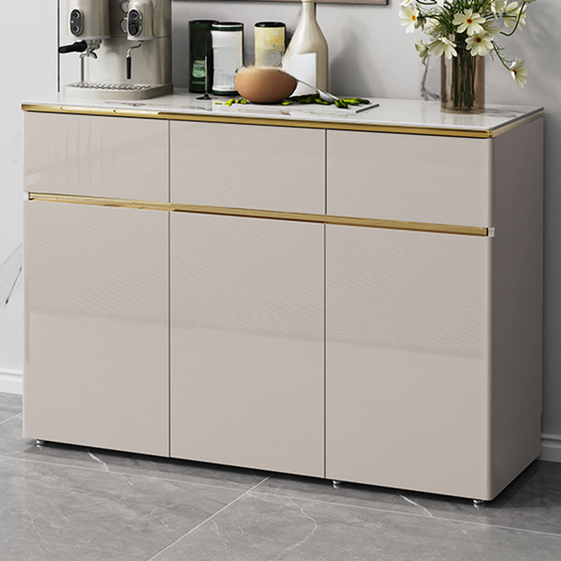 Elegant Standalone Sideboard with 5 Drawers, 5 Doors, and Faux Marble Countertop