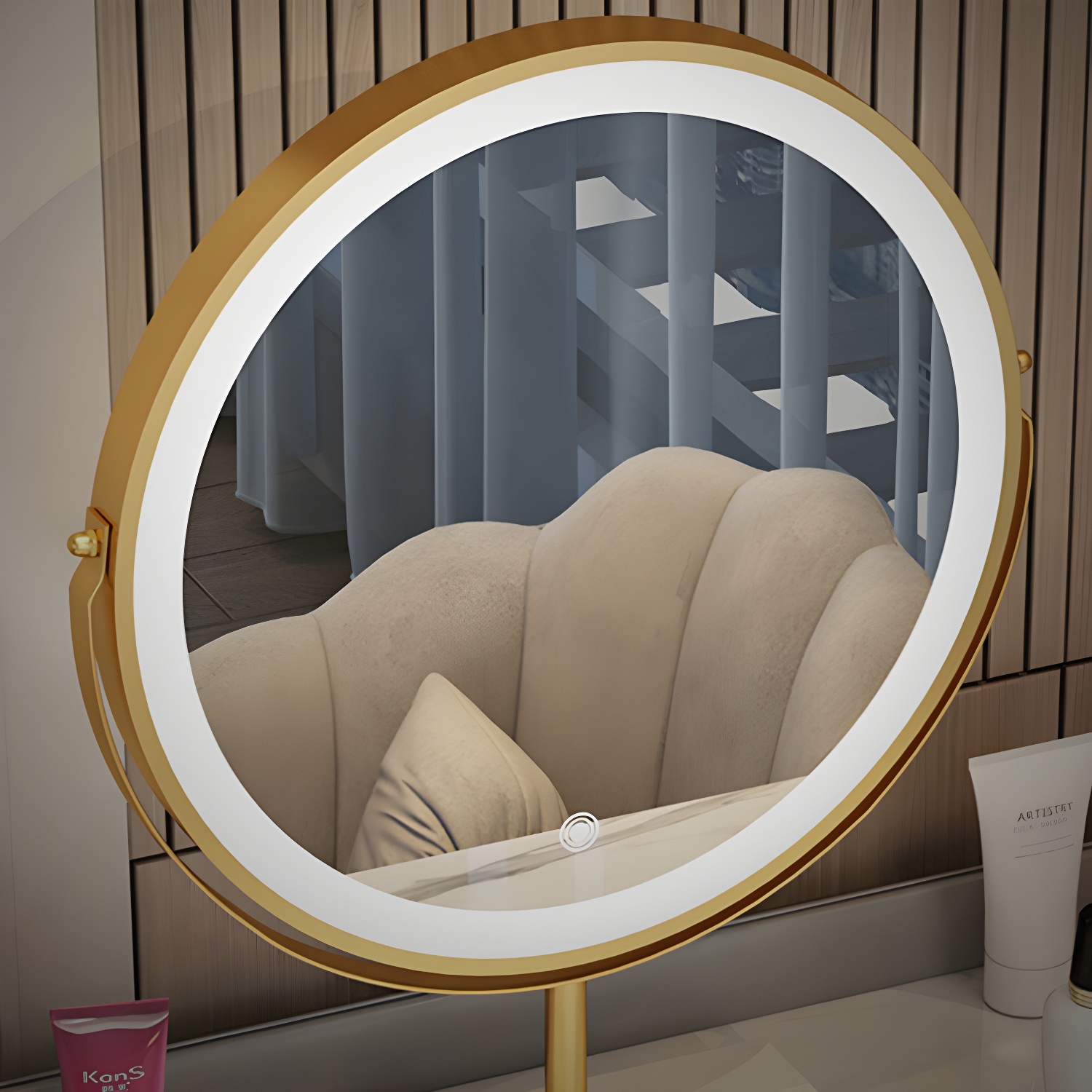 Lighted Mirror Makeup Counter Bedroom Makeup Vanity Desk Table with Drawer - image 10
