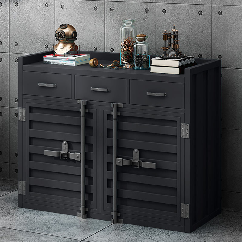 Metal Industrial Sideboard Credenza with Cabinet, Drawers, and Shelves - 40cm Width, 90cm Height - image 7