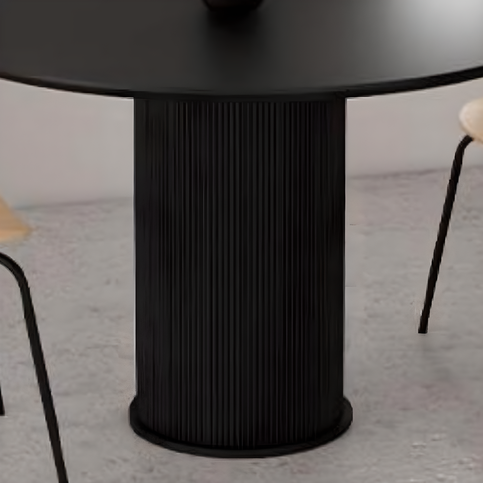 Minimalist Sintered Stone Rounded Fixed Dining Table with Single Ribbed Leg for 2 People/for 4 - image 6