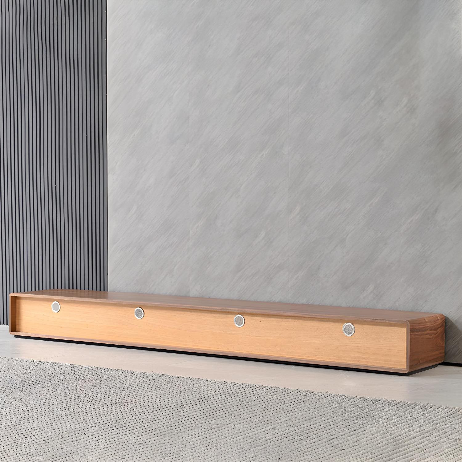 Contemporary Wood Media Console TV Stand in Natural with Drawers - image 10