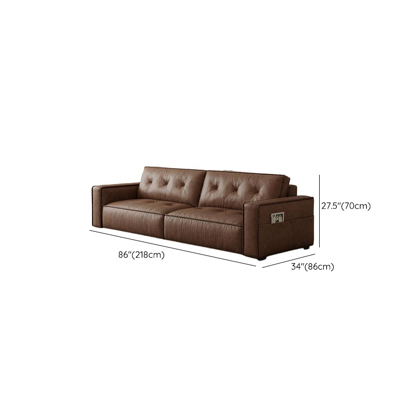 Mocha Pu Leather Convertible Sofa with Armrest for Drawing Room - image 12
