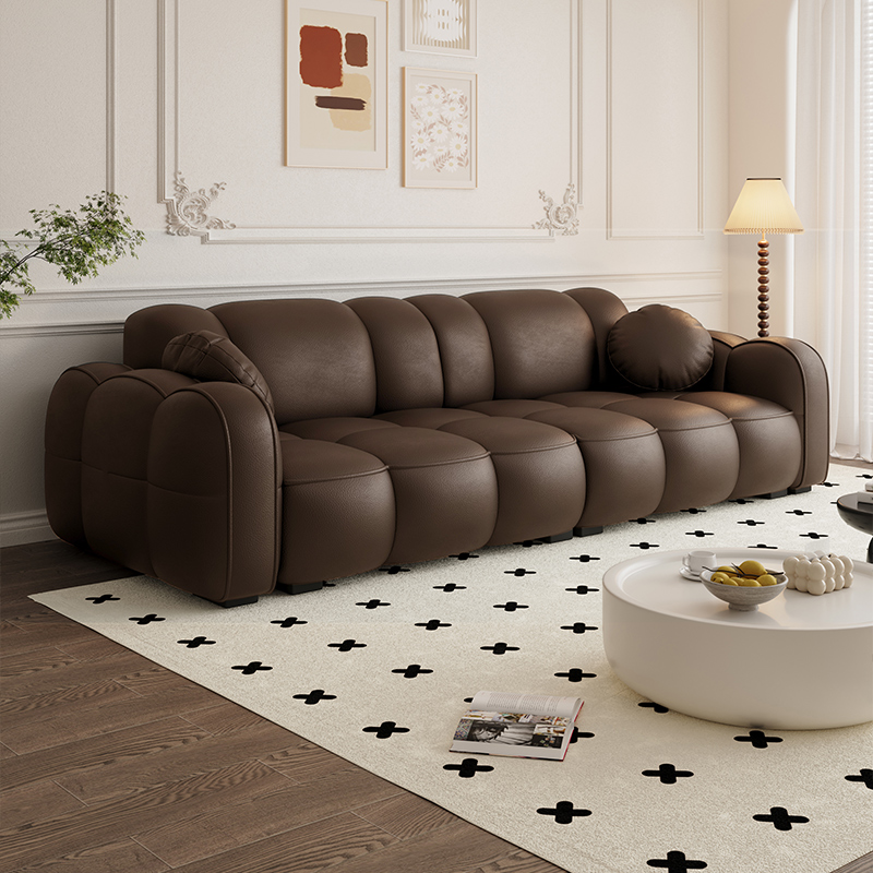 Modern Solid Color Tear Resistant Standard Sofa in Dark Grey/Light Brown/Ivory, 4-seater/3-seater with 2 Pillows - image 3