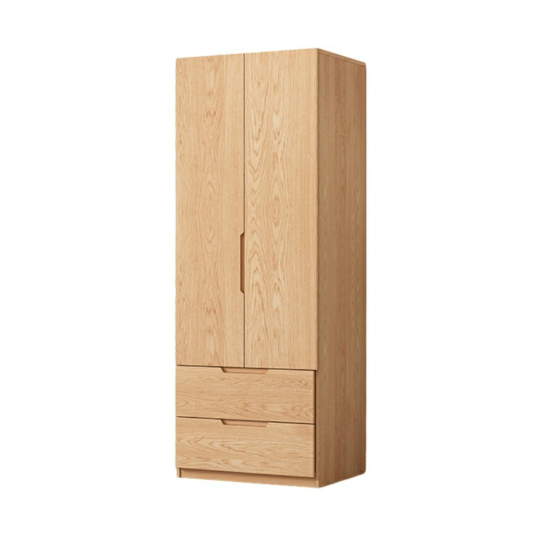 Stylish Natural Wood Wardrobe Armoire with Drawers and Silent Buffer Door Hinge - image 5