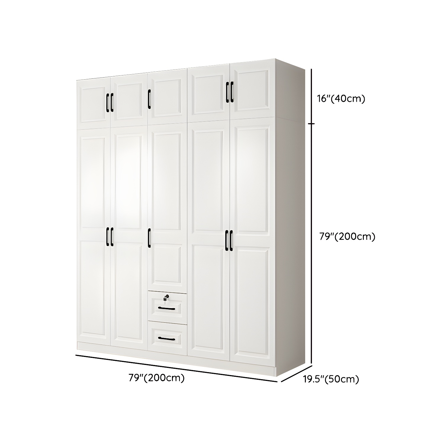 Wood White Modern Wardrobe Armoire with Drawers, Shelves, and Clothing Rod - image 24