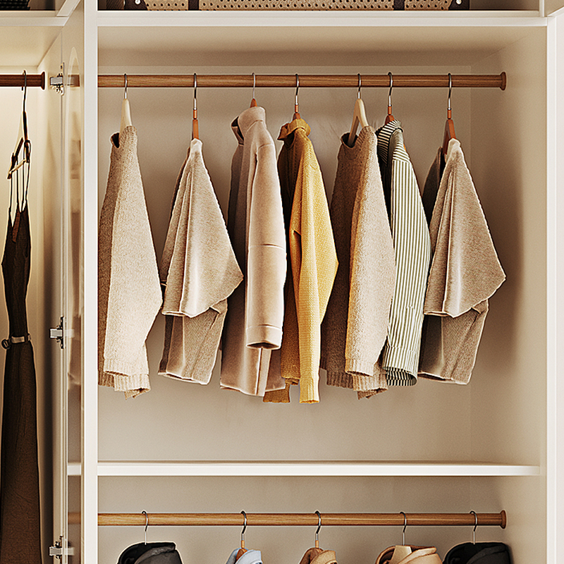 Chalk Composite Wood Cabinet Armoire with Soft Close Drawer, Specular Mirror, Soft Close Door, Interior Shelves, and Clothing Rod - image 7