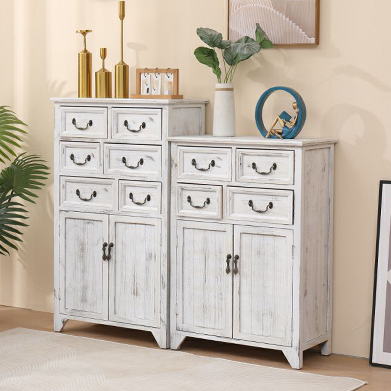 Coastal Style Storage Chest Solid Wood Countertop with Drawers and Doors - image 16