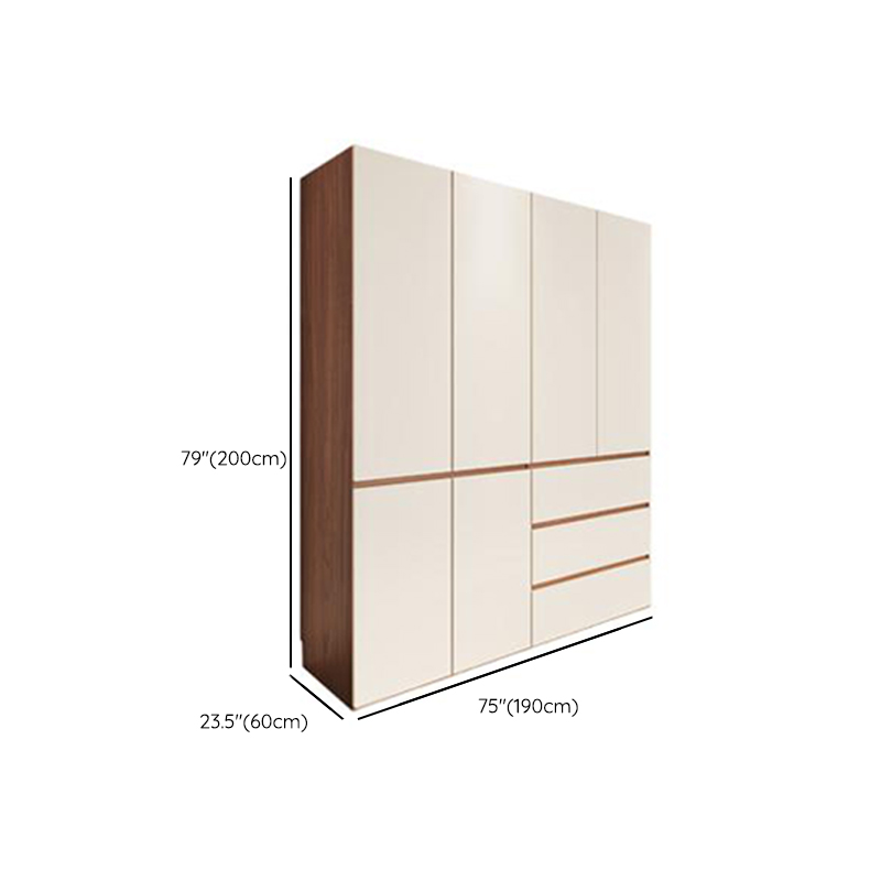 White Minimalist Manufactured Wood Wardrobe Closet with 3-Drawer, Soft Close Door, Interior Shelves, and Clothing Rod - image 20
