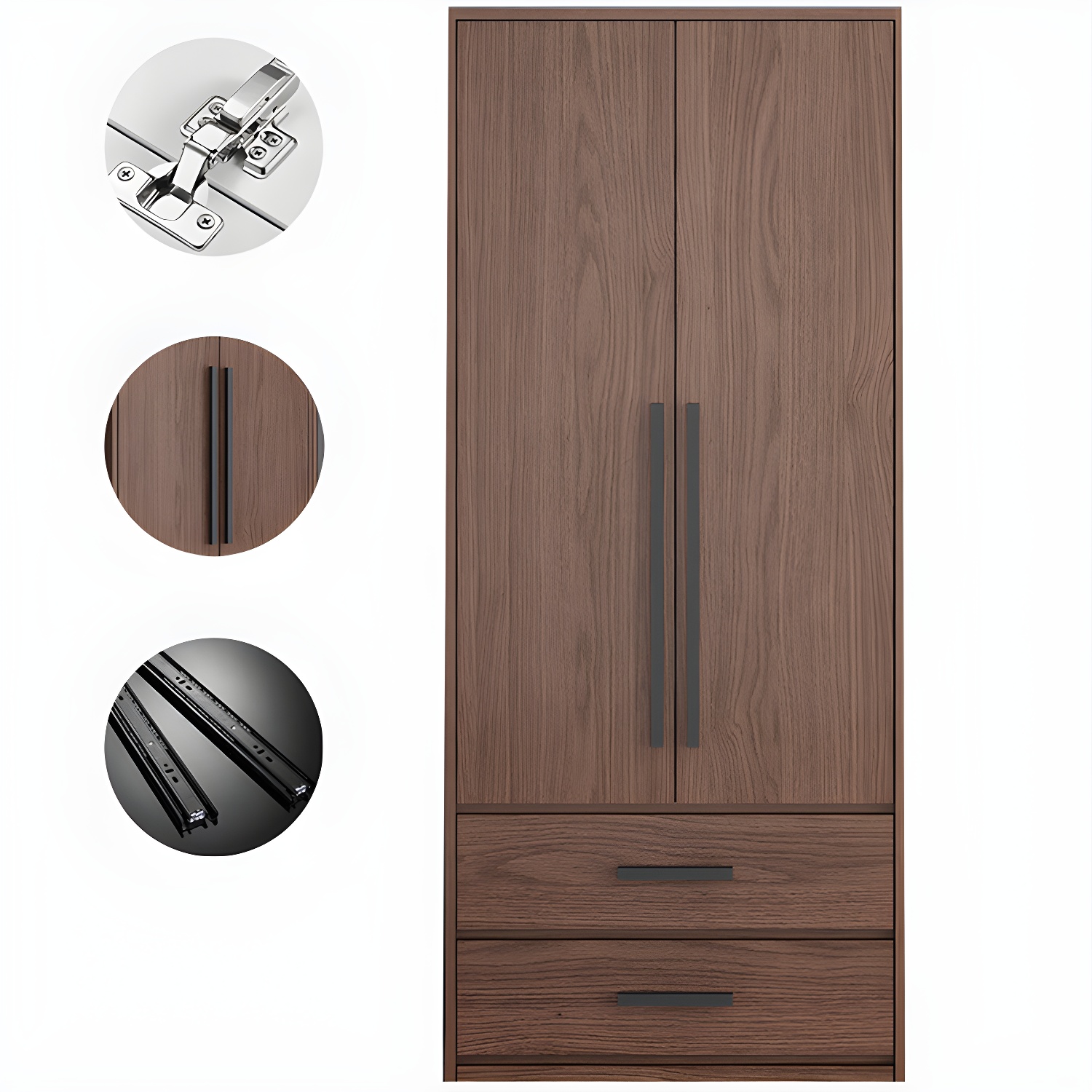 Contemporary Wardrobe with Garment Rod Engineered Wood Wardrobe Closet - image 11