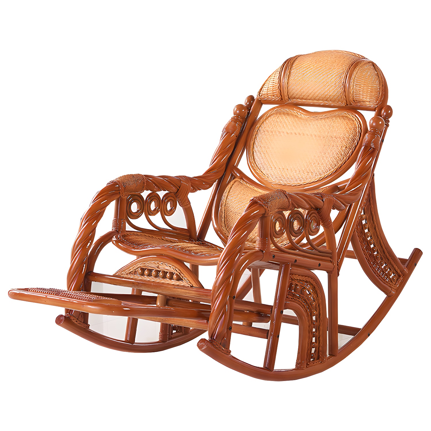 Traditional Spindle Rocking Accent Chair Tobacco Finish Rocker Chair Reclining - image 23