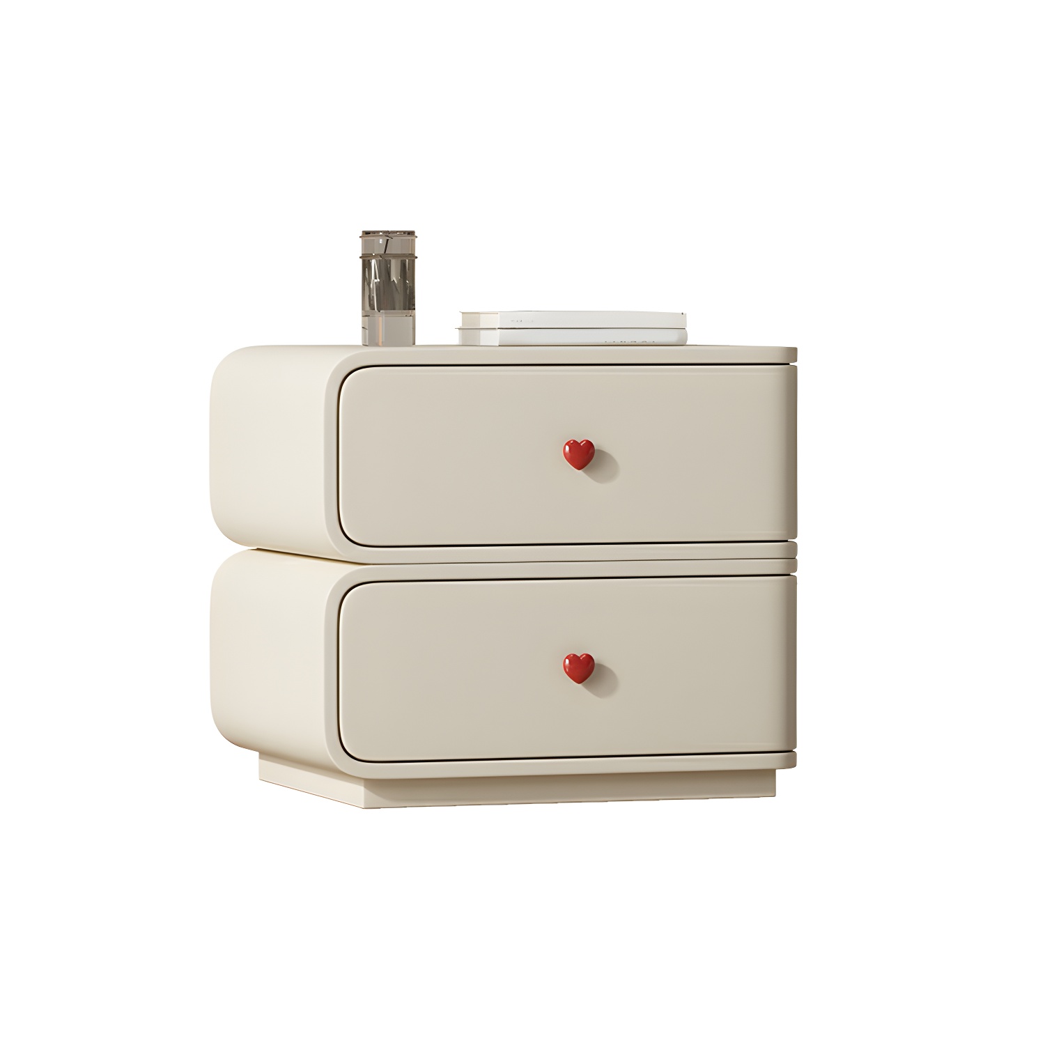 Contemporary Solid Wood Frame Nightstand with Microfiber Leather Silent Slide Two Drawers - image 17