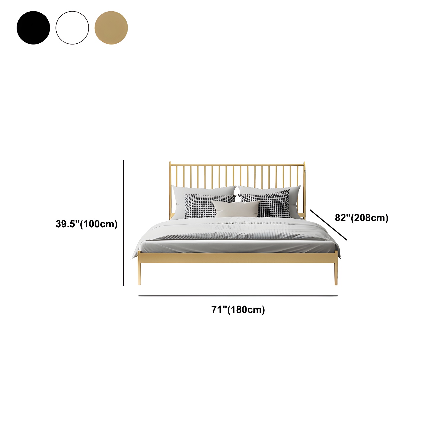Modern Style Metal Material Includes Headboard Gold/white/black Bed - image 14