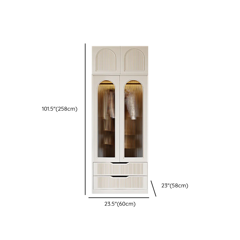 Chalk Composite Wood Cabinet Armoire with Soft Close Drawer, Specular Mirror, Soft Close Door, Interior Shelves, and Clothing Rod - image 16