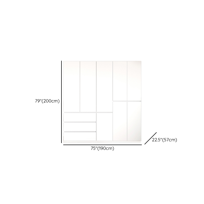 White Modish Steel Armoire Cabinet with Adaptable Shelf, Soft Close Drawer, Soft Close Door, and Clothing Rod - image 15