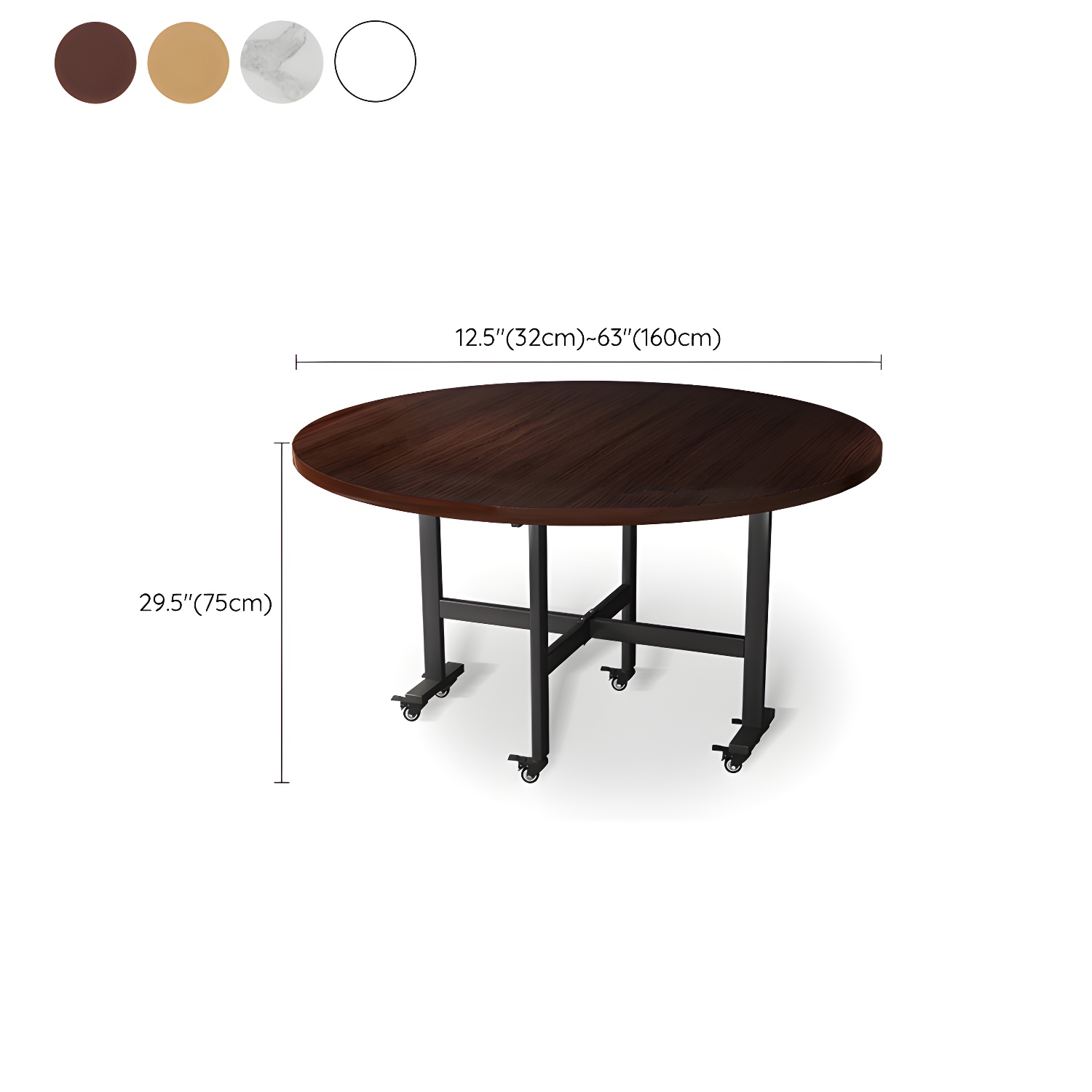 Modern Foldable Dining Table Round Wood Tabletop with Metal Legs - image 20