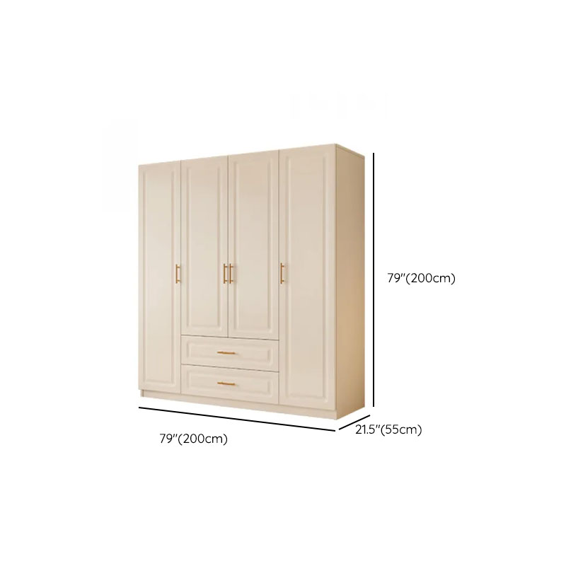White Minimalist Manufactured Wood Wardrobe Closet with Soft Close Drawer, Soft Close Door, Interior Shelves, and Clothing Rod - image 11