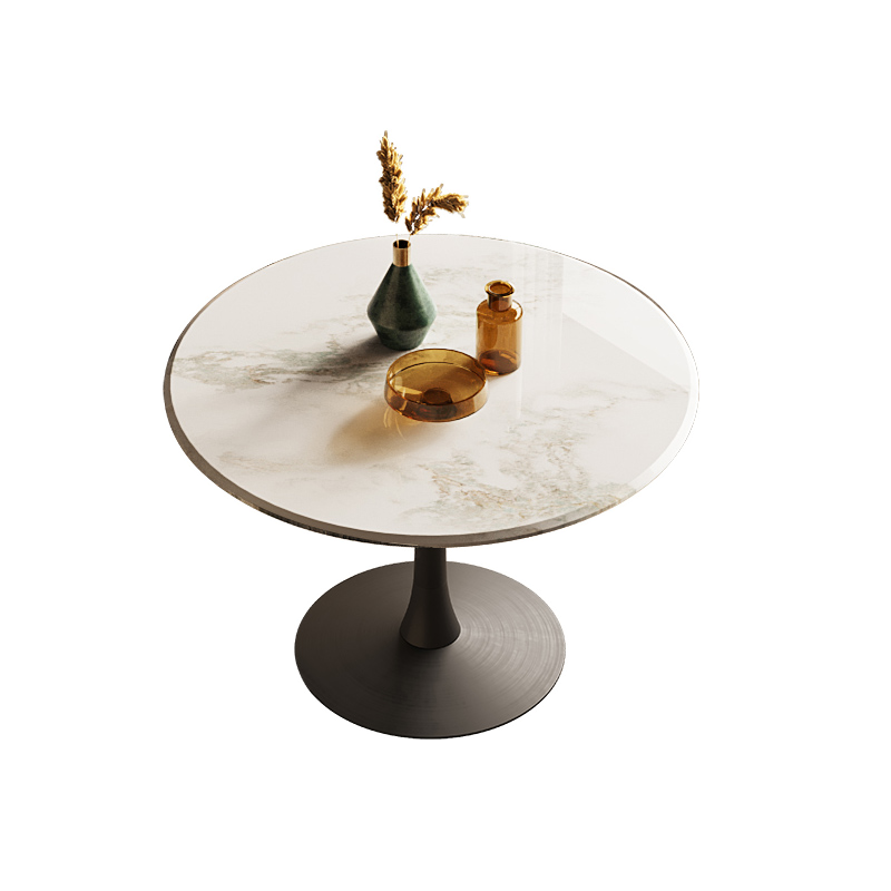 Art Deco Multi-Color Rounded Dining Table with Stone Top, Scratch-immune, Standard Height, Seats 2 - image 3