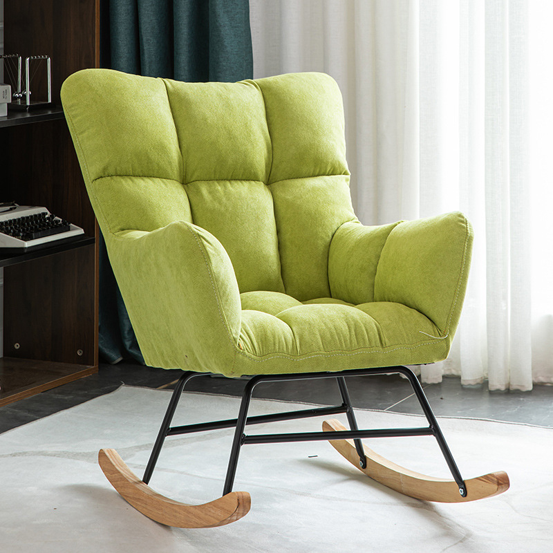 Modern Upholstered Rocking Chair with Tufted Seat - Natural Wood Legs for Stylish Home Decor - image 5