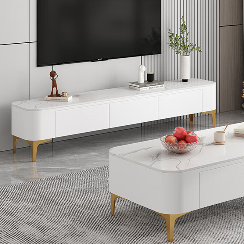 Modish Vitreous TV Stand with 3 Drawers for Sitting Room - image 6