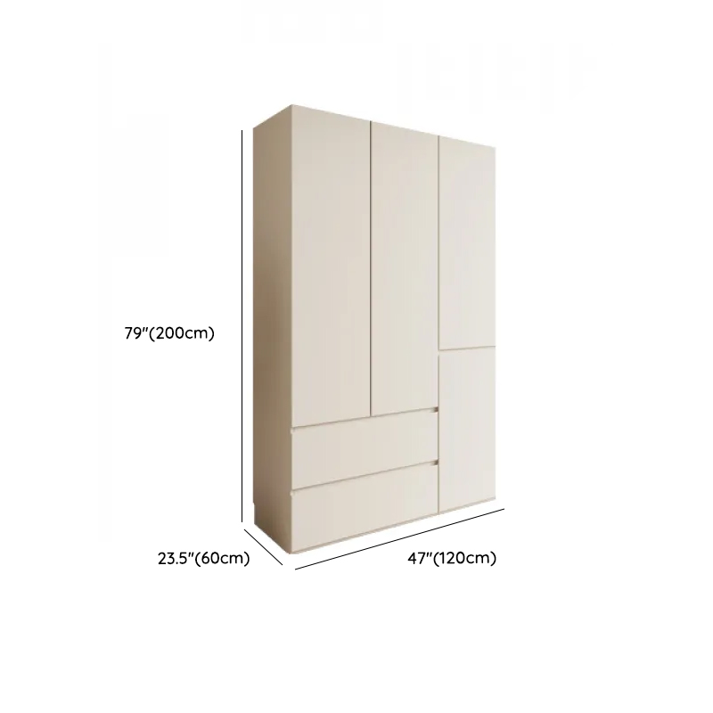 White Minimalist Manufactured Wood Independent Wardrobe Closet with Soft Close Drawer, Soft Close Door, and Interior Shelves - image 6