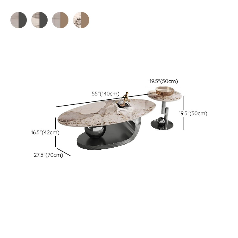 Luxurious Abstract Base Coffee Table with Elliptic Scratch-Resistant Stone Top - image 18