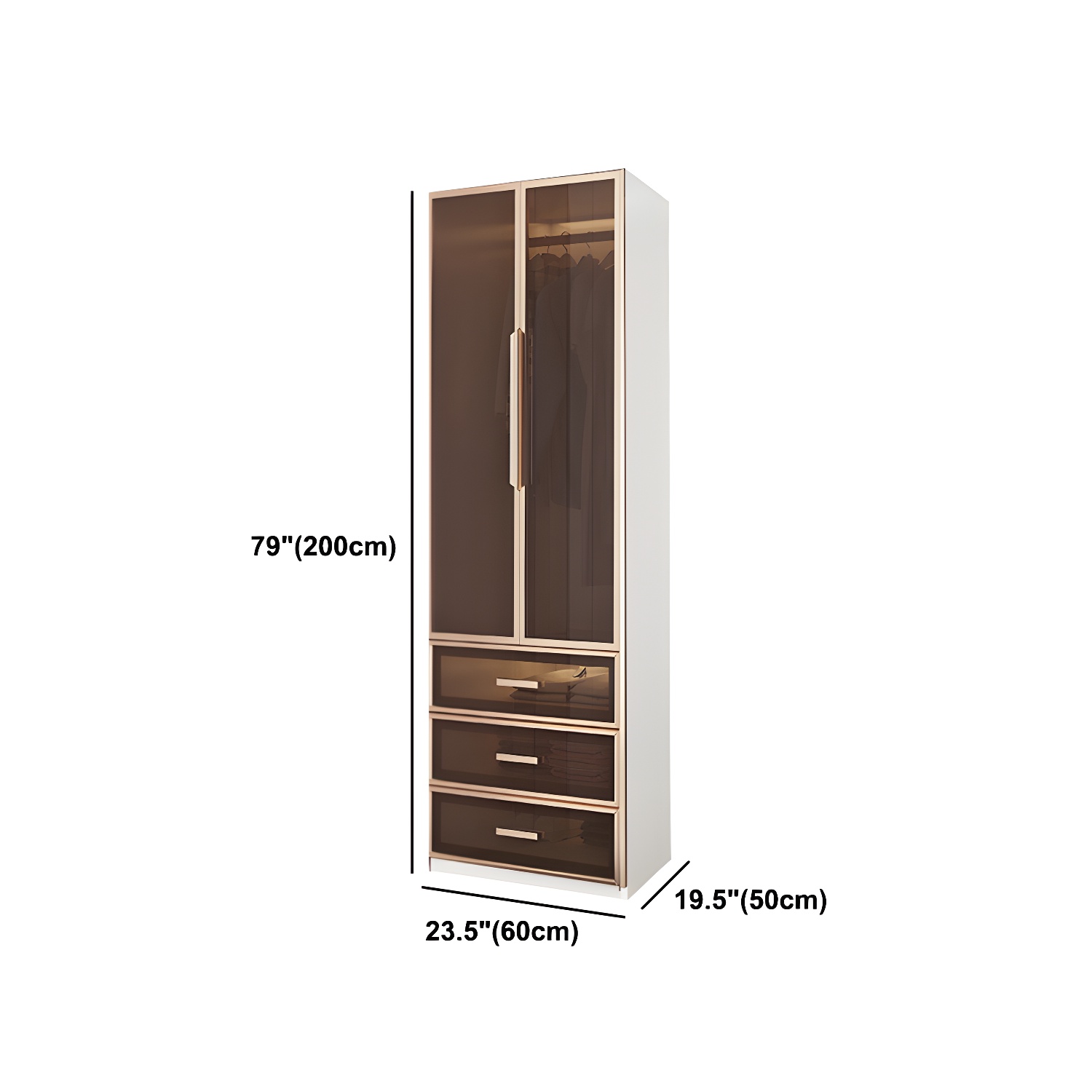White Manufactured Wood Cabinet with Glass Door Modern Hinged Door Wardrobe for Home - image 7