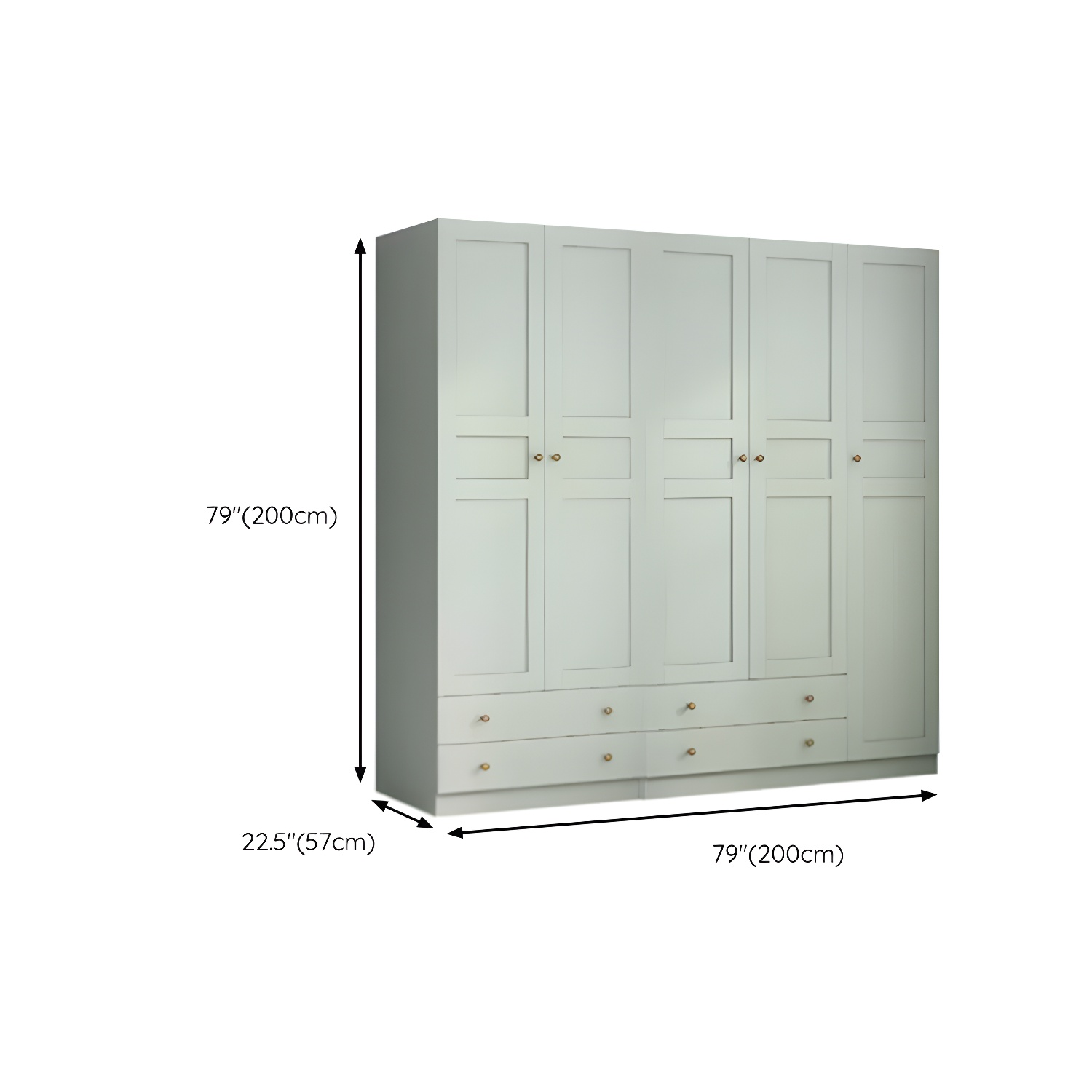 Modern Green Wood Wardrobe Armoire with Soft-Close Drawers & Clothing Rod - image 14