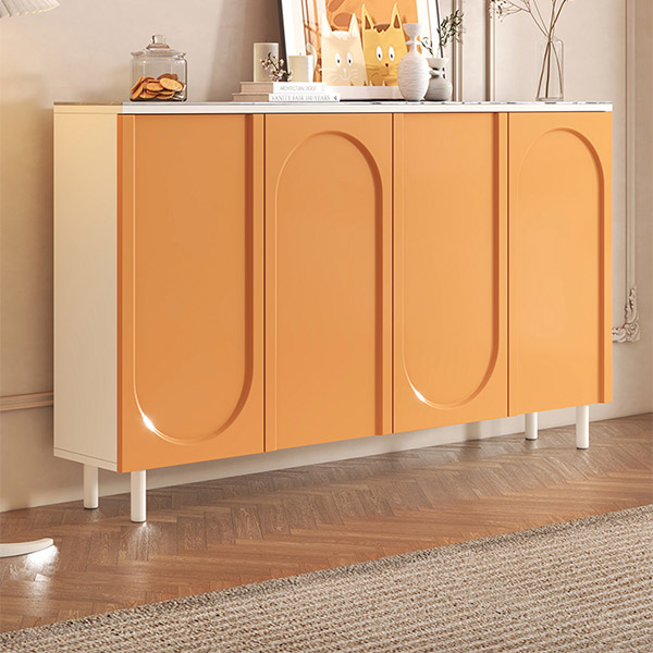 Scandinavian Wood Sideboard Credenza with Cabinet and Adjustable Shelves - image 6