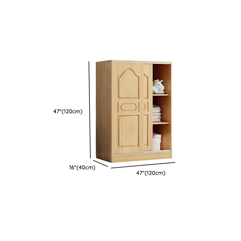 Natural Finish Modish Pine Wood Wardrobe Closet with Soft Close Door, Interior Shelves, and Clothing Rod - image 12