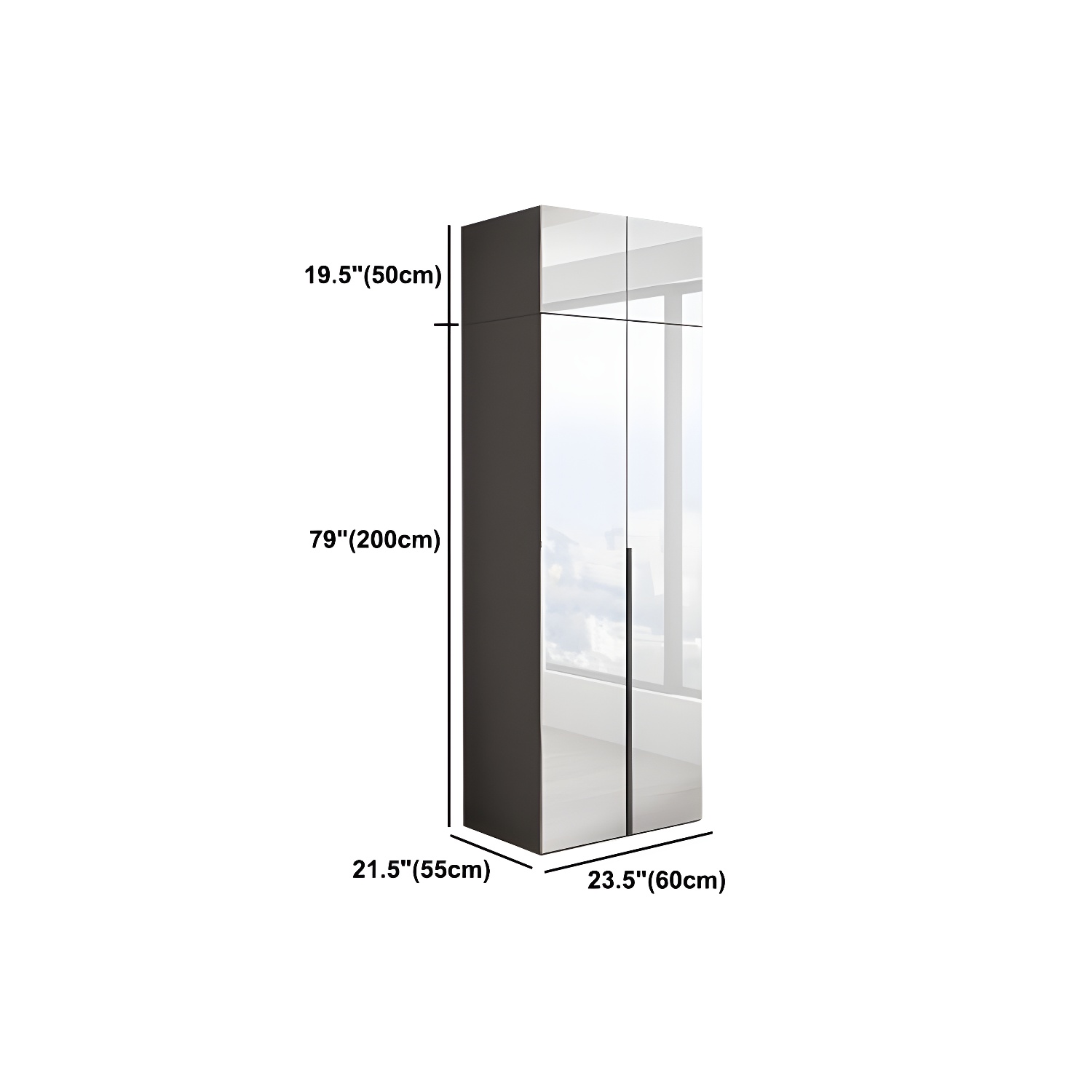 White Mirrored Finish Wardrobe Armoire Engineered Wood Wardrobe Cabinet - image 21