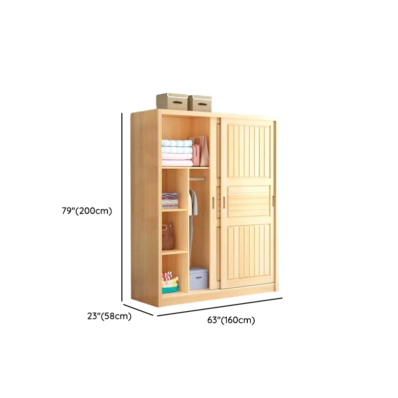 Natural Finish Contemporary Manufactured Wood Wardrobe Closet with Soft Close Door, Interior Shelves, and Clothing Rod - image 7