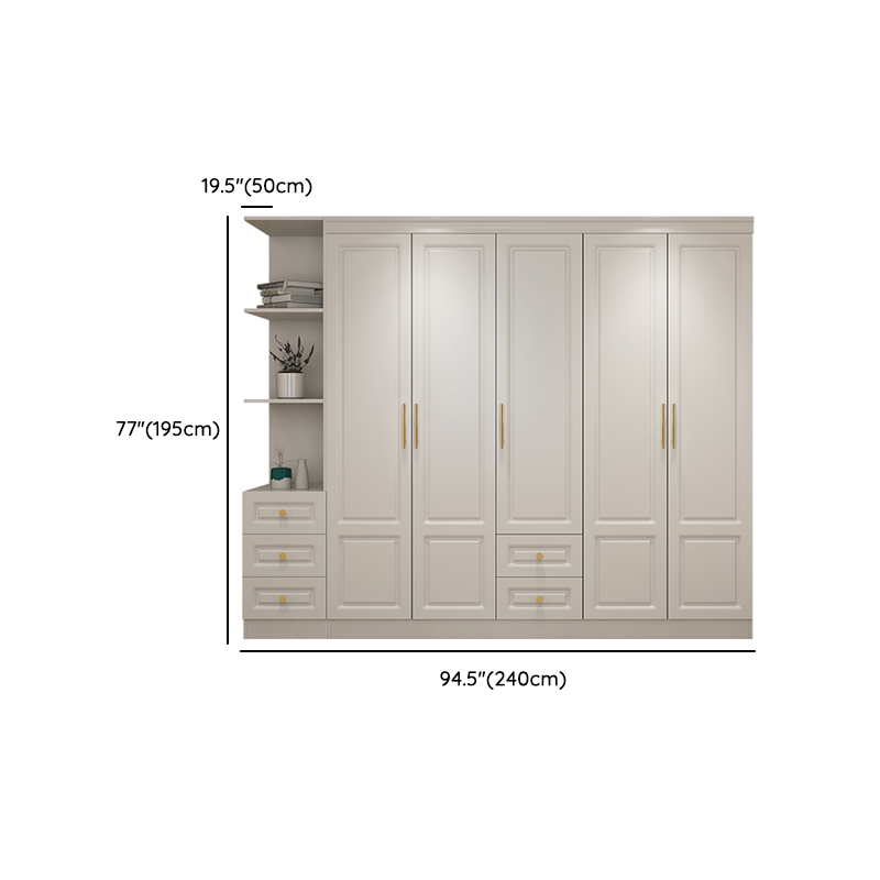 White Minimalist Lumber Wardrobe Closet with Soft Close Drawer, Soft Close Door, Interior Shelves, and Clothing Rod - image 22