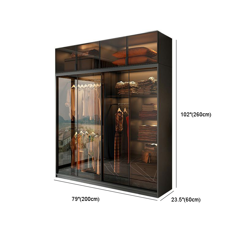 Trendy Charcoal Interior Shelves with Soft Close Drawer and Soft Close Door Timber Cabinet Armoire - image 24