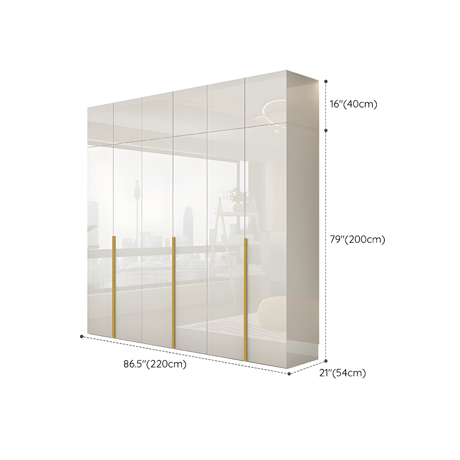 White Modern Style Wardrobe Cabinet Engineered Wood with Garment Rod - image 29