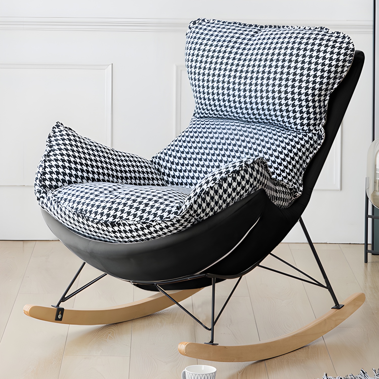 Stylish and Comfortable Modern Upholstered Rocking Chair with Removable Back Cushion