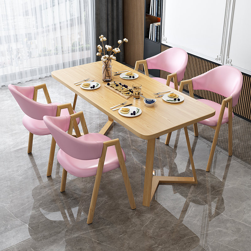 Dining Table Set with Sleighing Base and Fixed Table, Featuring Padded Chair with Back and Armrest, 5-piece Unfinished - image 8
