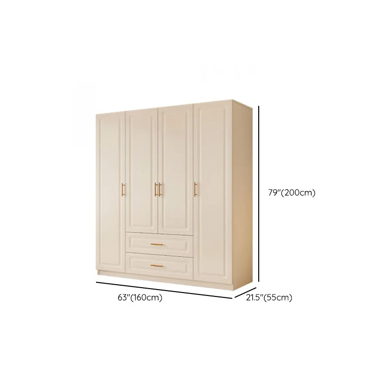 White Minimalist Manufactured Wood Wardrobe Closet with Soft Close Drawer, Soft Close Door, Interior Shelves, and Clothing Rod - image 8