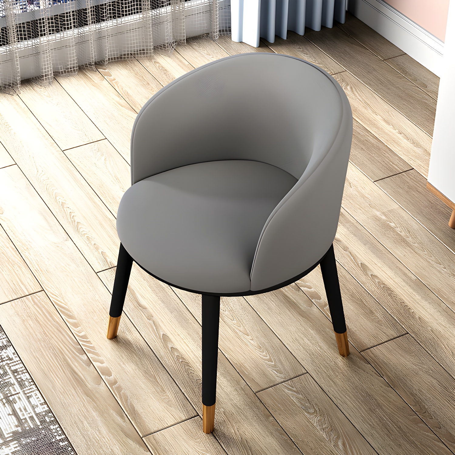 Contemporary Leather Home Arm Chair Solid Back Matte Finish Dining Chair - image 22