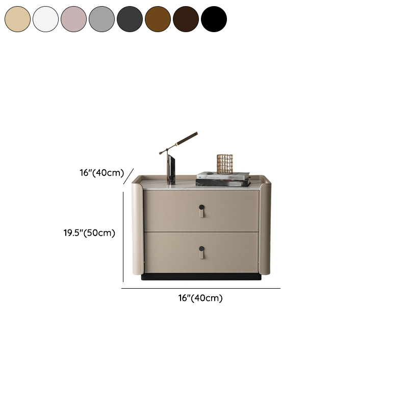Modish 2 Tiers Drawer Storage Bedside Table with Stone Countertop - image 15