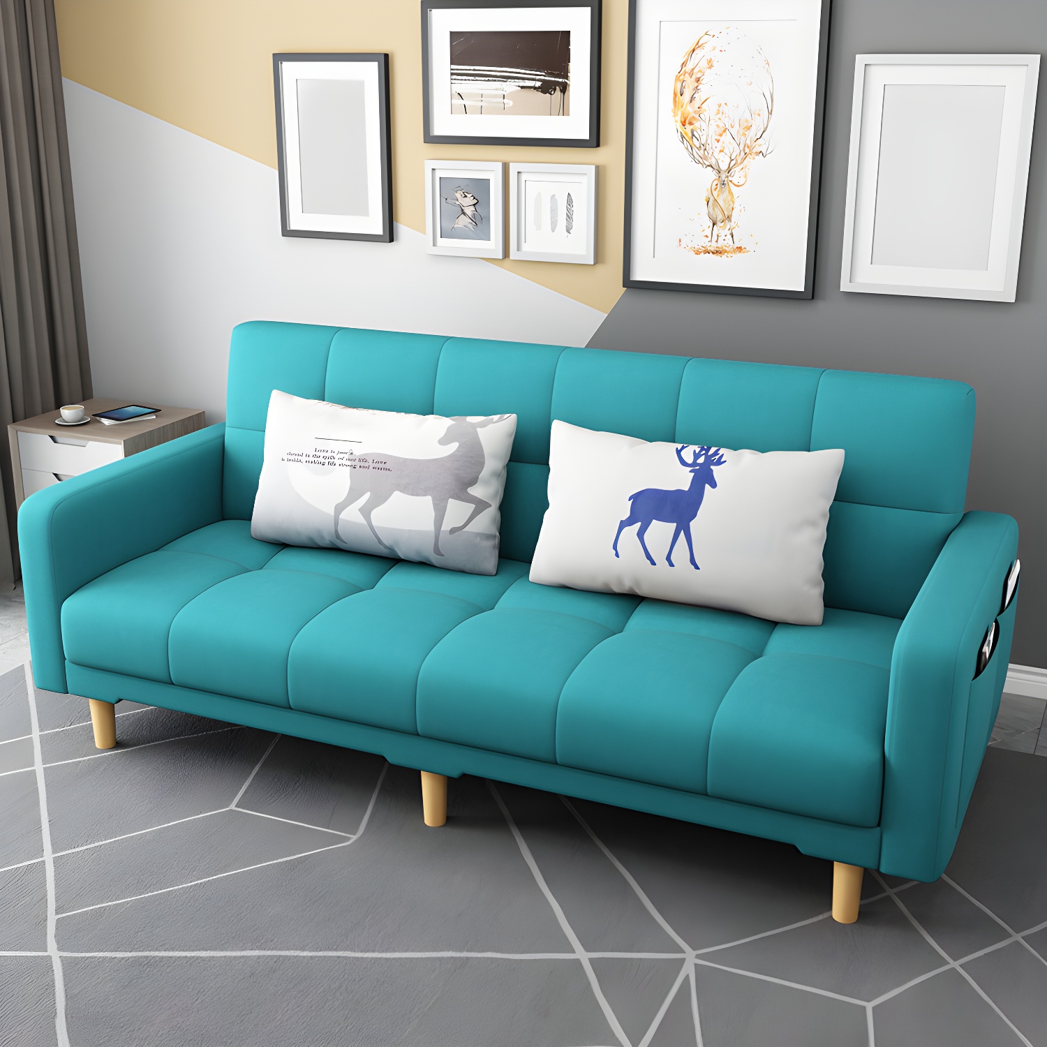 Square Arm Modern Storage Sofa with Biscuit Back Convertible Sofa for Living Room - image 6