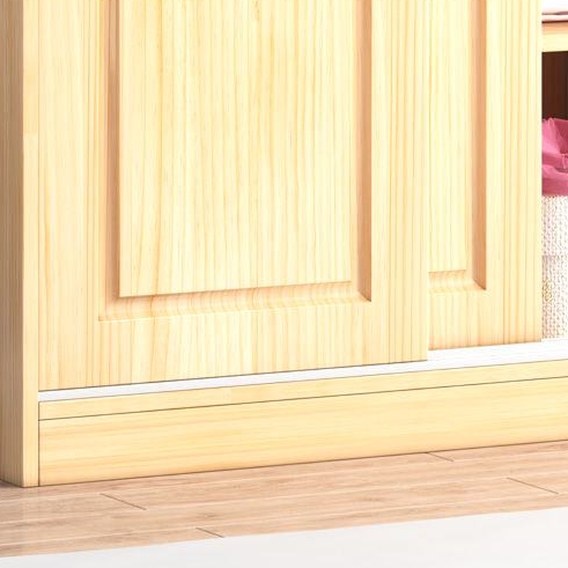 Natural Finish Modish Pine Wood Wardrobe Closet with Soft Close Door, Interior Shelves, and Clothing Rod - image 6
