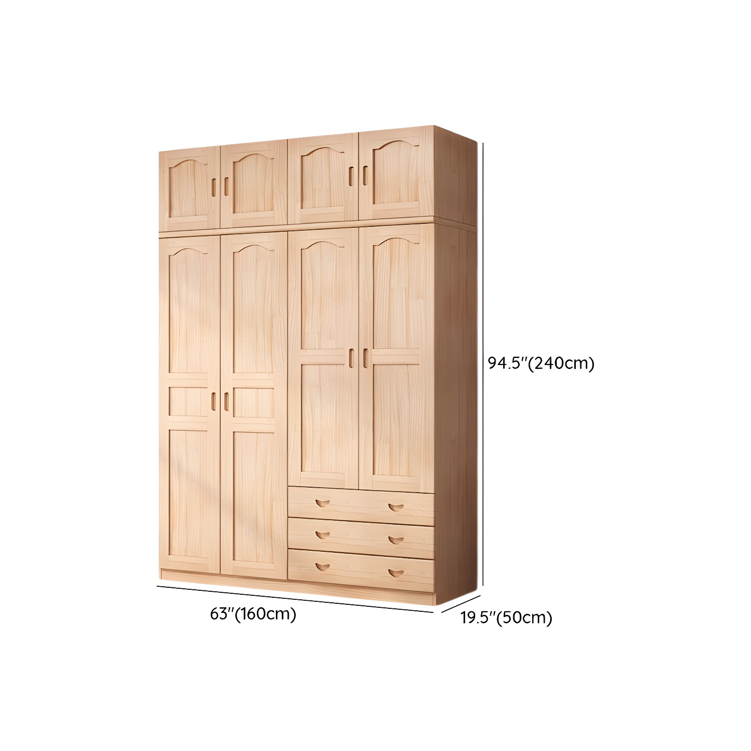 Scandinavian Natural Wood Wardrobe Armoire - 50cm Width - Drawers Included - image 20