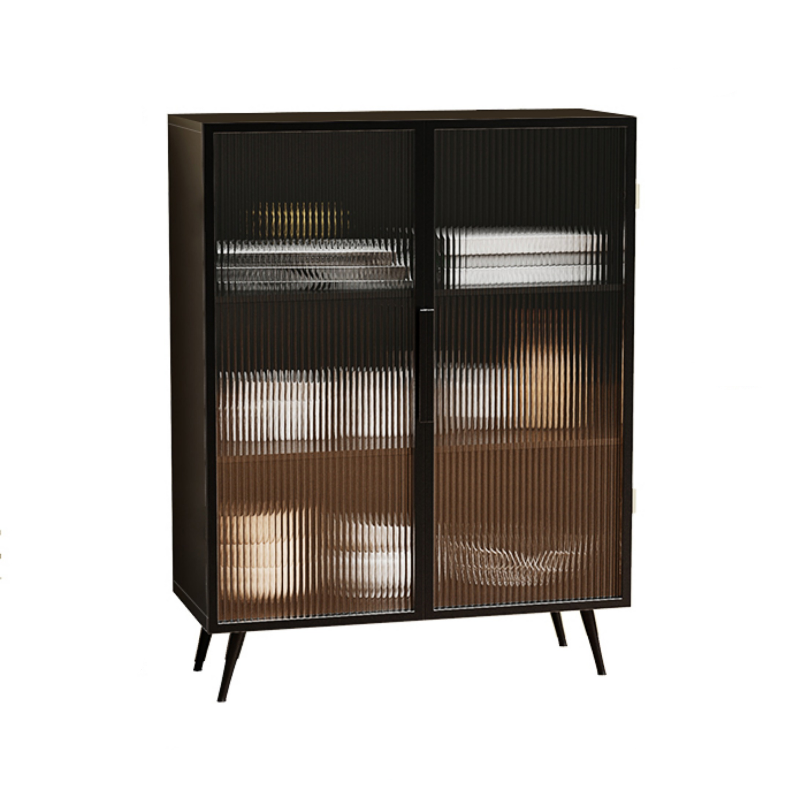 Contemporary Metal Floor-mounted Sideboard with Vertical Glass Doors - image 9